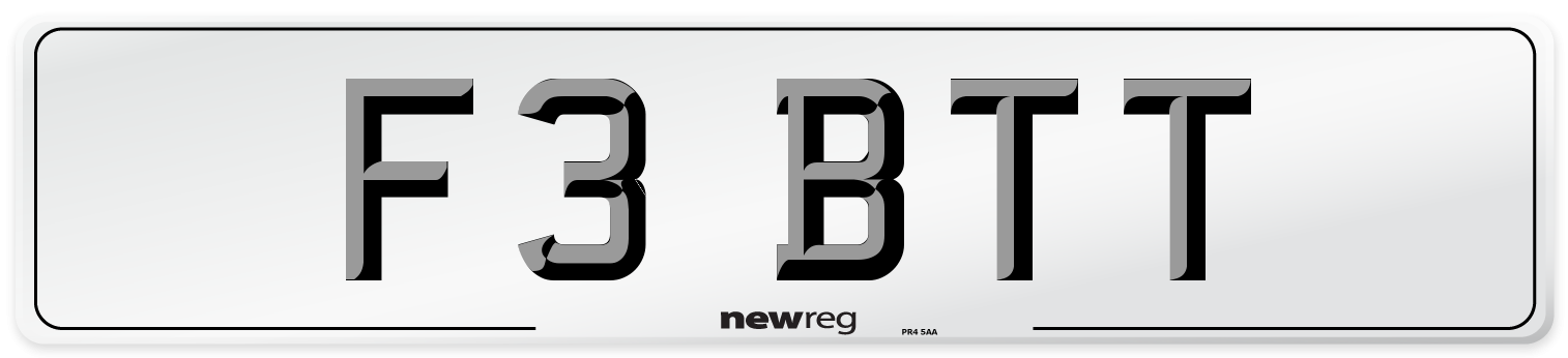 F3 BTT Number Plate from New Reg
